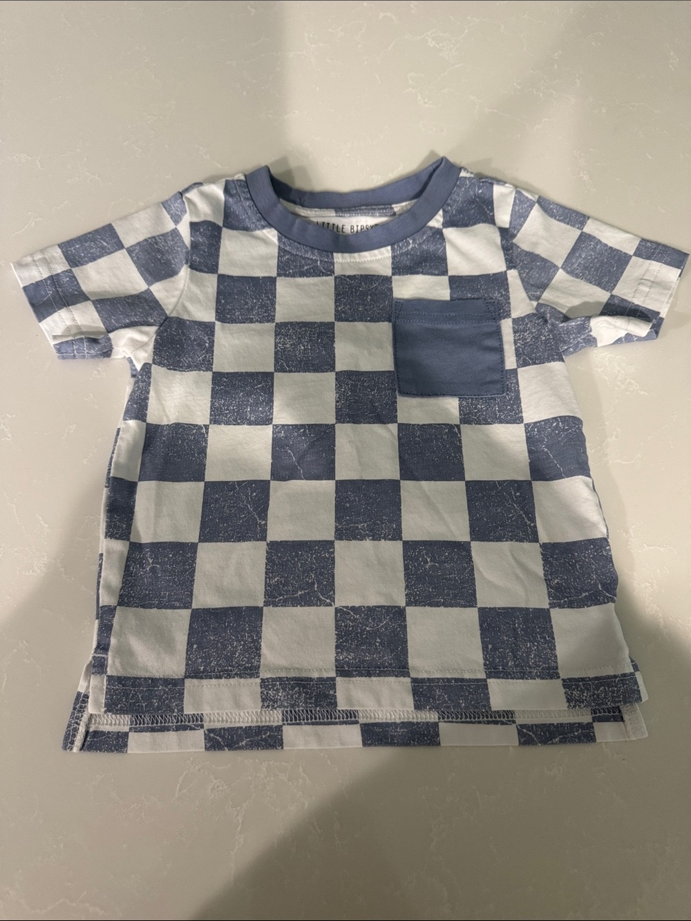 Little Bipsy Blue & White Checkerboard Pocket Tee